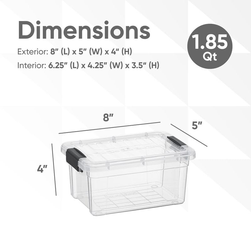 Superio Clear Storage Bins with Lids, Stackable Storage Box with Latches and Handles, Extra Small, 4 Pack 1.75 Quart - size: 1.85 Qt, style: 4 Pack