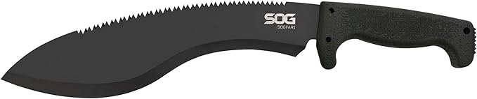 SOG Sogfari Kukri 13" Stainless Steel Survival Machete Knife | Saw on the Back of the Blade, Textured Handle, Nylon Sheath