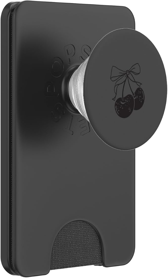 Minimalist Black Cherries with Bow PopSockets PopWallet for MagSafe