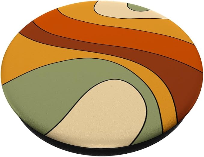 Retro Liquid Swirl Rainbow 70s Aesthetic Boho Burnt Orange PopSockets Adhesive PopGrip