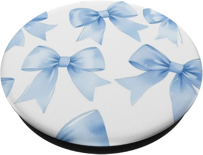 Light Blue Satin Bow Pattern PopSockets Adhesive PopGrip