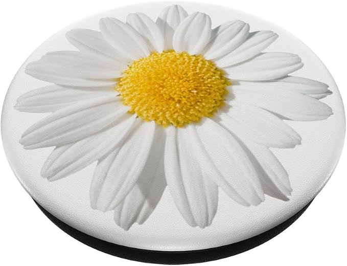 Cute White Daisy Flower Yellow So Pretty On White Background PopSockets PopGrip: Swappable Grip for Phones &amp Tablets