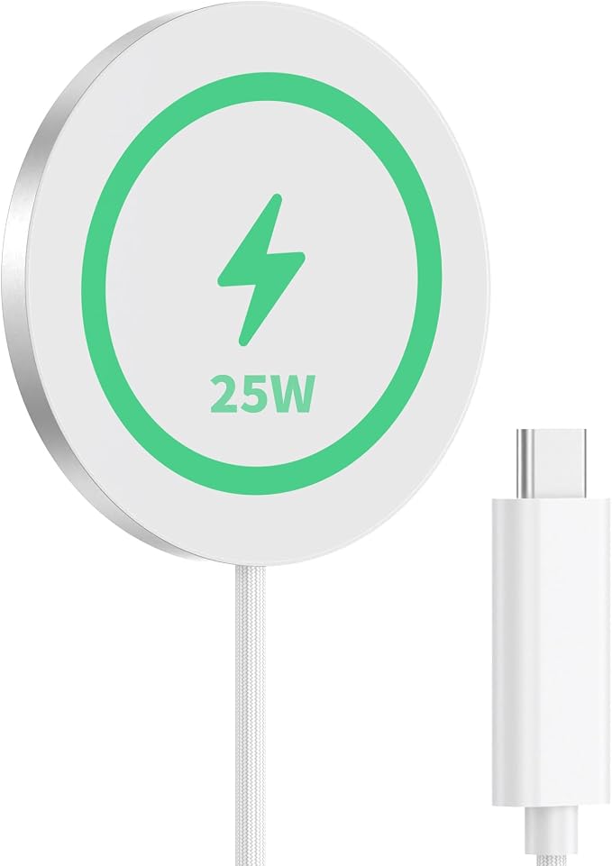 25W Wireless Charger for MagSafe Ultra-Thin Magnetic Wireless Charger [Only for iPhone 17/16/15/14/13/12/AirPods] with Fast Charging Strong Magnetic Heat-Control Design 1.2m Braided Cable
