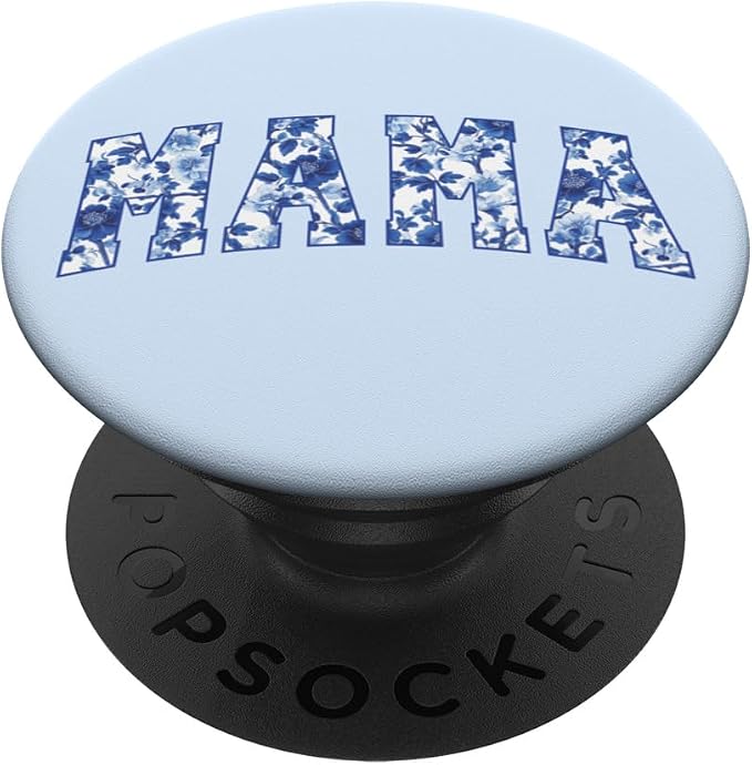 Mama Blue Chinoiserie Floral PopSockets PopGrip for MagSafe