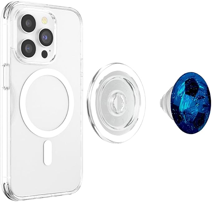 Galaxy Soccerball Blue Cool Sport Art Football Player Gift PopSockets Adhesive PopGrip