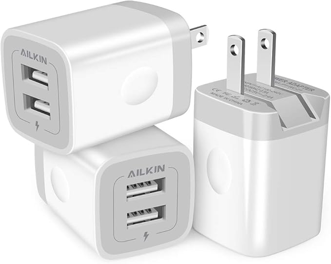 3Pack Fast Charging Cubes Foldable Dual Port Charger Block Fast USB Plug | Power Adapter Fold up Box Base Brick for iPhone 17 Air/16 Pro/16 Plus/16 Pro Max/15/XR/XS Max Samsung Galaxy LG Pixel