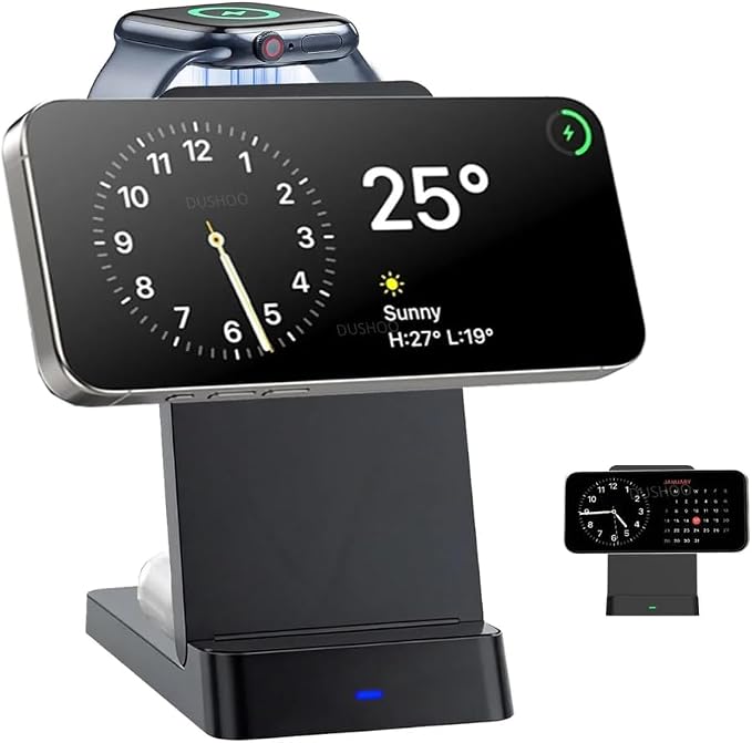 for Magsafe 3 in 1 Magnetic Wireless Charger for iPhone 17 16 15 14 13 12 Apple Watch Airpods Pro Foldable Fast Charging Station (Black)