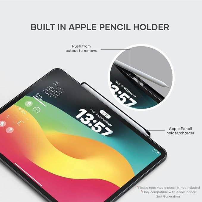 Satechi iPad Pro 12.9 inch case M2/M1 Magnetic iPad Vegan Leather case with Apple Pencil 2 Charging Compatible with Apple Folio Magic Keyboard - Black