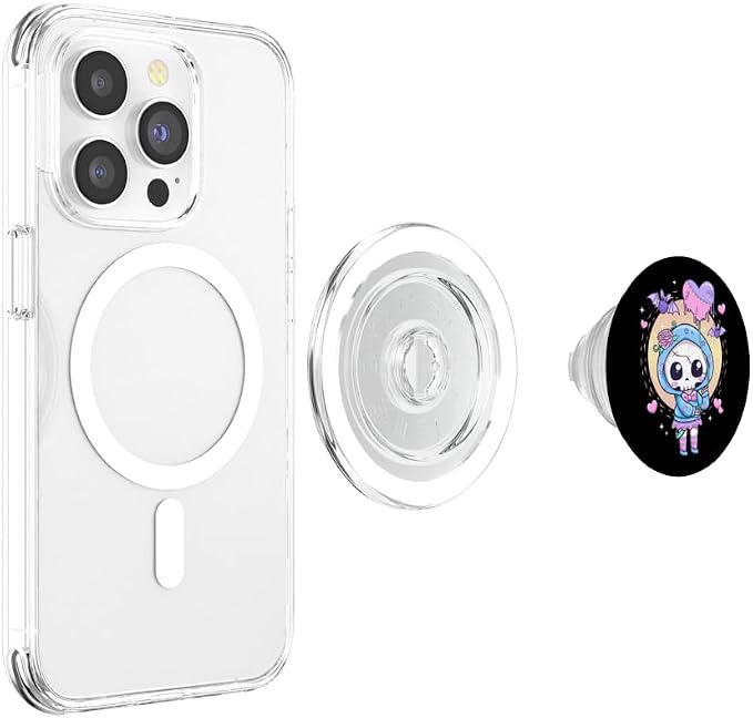 Kawaii Pastel Goth Cute Creepy Skeleton Skull Girl PopSockets Adhesive PopGrip