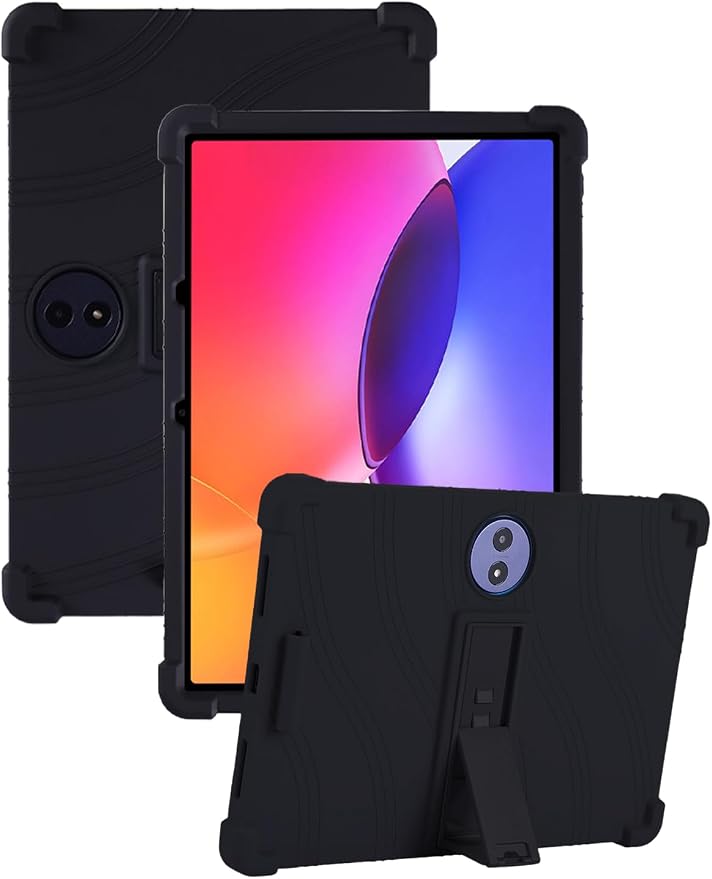 Case for TCL TAB A1 Plus Android Tablet 12.2 Inch (Dark Black) | (Model 9445X) Soft Silicone Kids Friendly Protective Cover with Adjustable Stand Drop-Proof