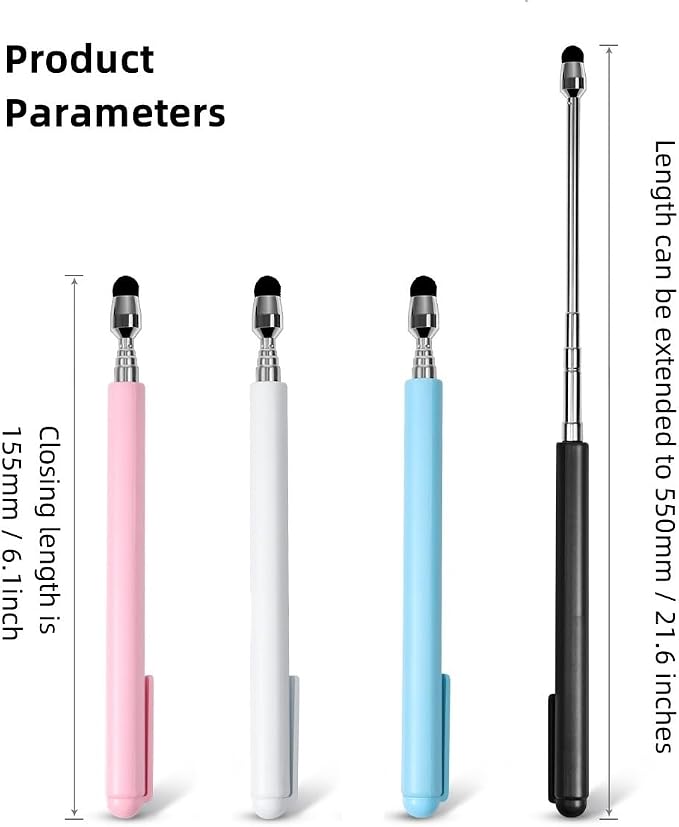 Universal Telescopic Stylus Pen for Touch ScreensRetractable Pointer Stick &amp Stylus with Special Flocking TipExtendable High Precision &amp Soft Stylus Pen for Touch Screens (Black)