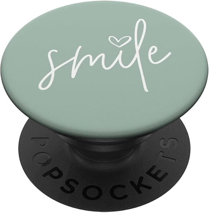 Smile Positive Inspirational Quote - Pastel Sage Green PopSockets Adhesive PopGrip