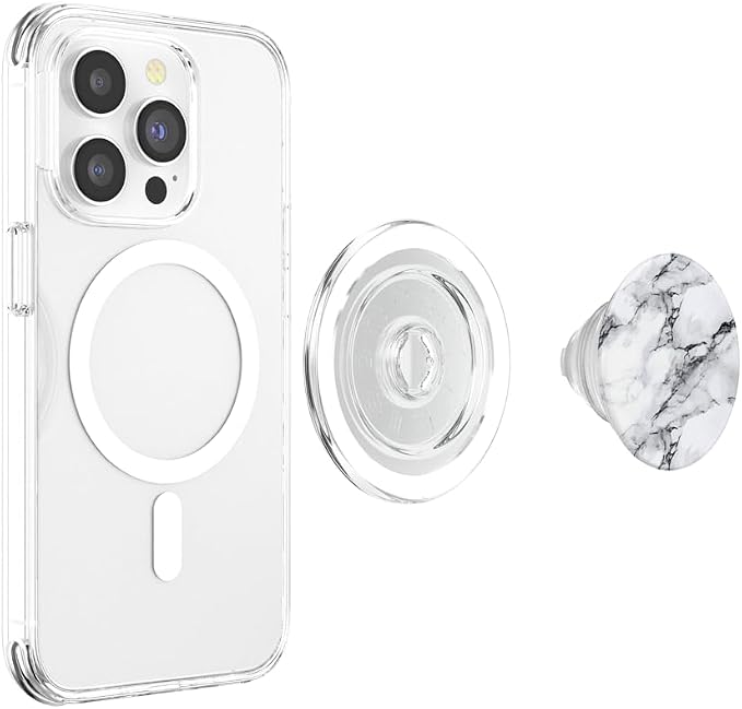 Marbled Design White And Black PopSockets PopGrip: Swappable Grip for Phones &amp Tablets