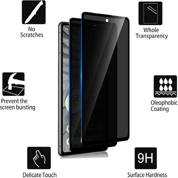 3 Pack Privacy Screen Protector for Google Pixel 4 9H Hardness [Anti-Scratch] Full Coverage Anti-Spy Tempered Glass Film for Google Pixel 4 [Don’t Support Fingerprint Unlock] | 9H Hardness Anti-Spy T