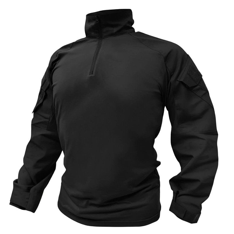 OCANXUE Tactical Shirt for Men G3 Camo Combat Shirt Long Sleeve BDU Military Shirt 1/4 Zip with Pockets Black XL