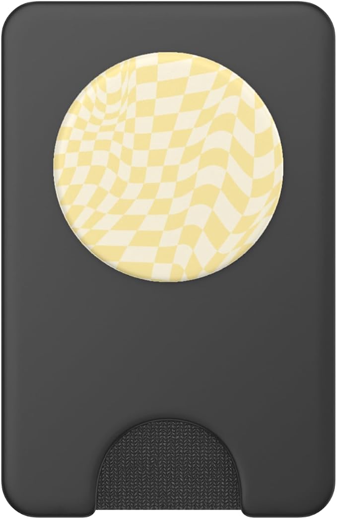 Retro Butter Yellow Checkered Pattern Wavy Checkerboard PopSockets PopWallet for MagSafe