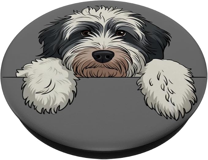 Cute Bernedoodle Peeking Doodle Puppy Dog Lover Men Women PopSockets Adhesive PopGrip