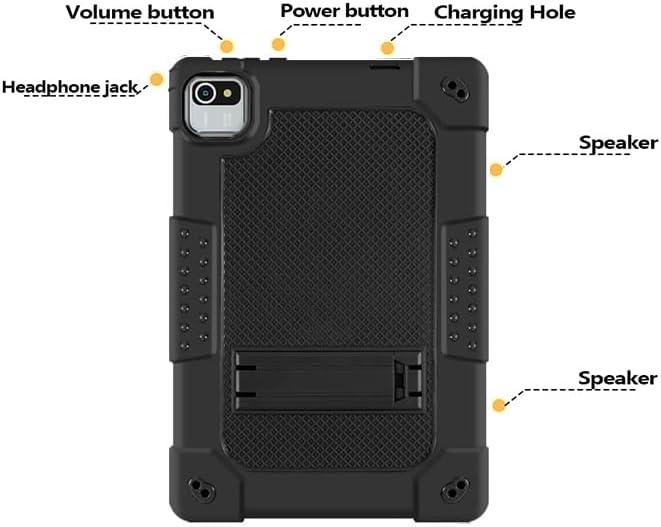 Compatible with aiprotablet C20e / MB1001 10 Inch/ZZB 10 Inch Tablet Case Kids Friendly Shockproof Shoulder Strap Shell for CZZ/Okaysea 10.1/HAPPYBE/ANYLAKE/Velorim Tablet (Black/Black)