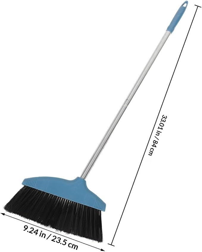BESPORTBLE Soft Bristle Broom Dustpan Set Blue Floor Sweeping Broom Non-Stick