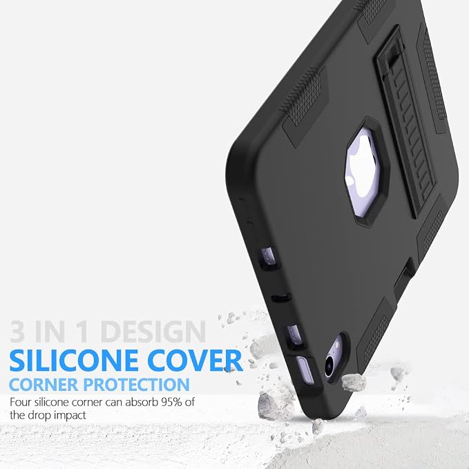 Puxicu Case for iPad 6th / 5th Generation (2018 2017 Model 9.7 Inch) Heavy Duty Rugged Protective Cover for iPad 9.7 Black