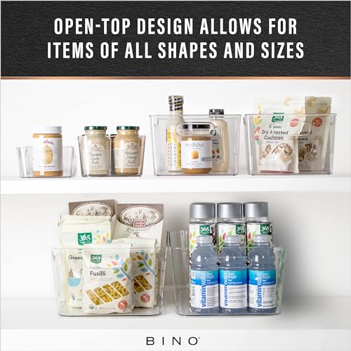 BINO | Plastic Organizer Bins, X-Large - 4 Pack | The SOHO Collection | Multi-Use Organizer Bins | Pantry & Freezer Bin | Plastic Storage Containers | Bin for Home & Kitchen Org - size: X-Large