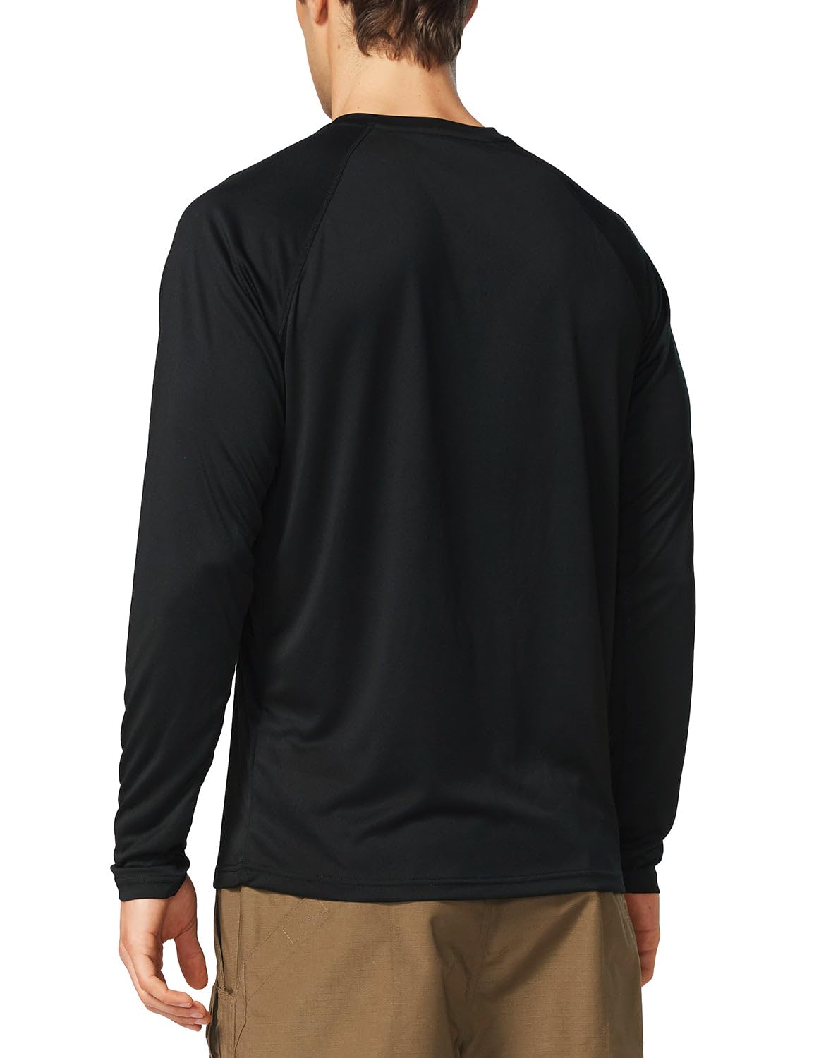 baleaf Mens UPF 50+ Sun Protection Shirts Long Sleeve Rash Guard, Quick Dry 4-Way Stretch for Fishing Swimming Surfing 01-Black L