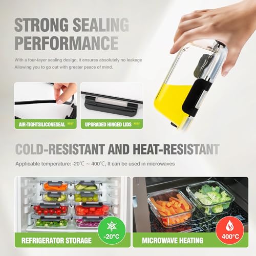 [10-Pack Glass Meal Prep Containers with Lids, Food Storage Containers with Snap Locking Lids, Airtight Lunch Containers, Microwave, Oven, Freezer and Dishwasher,Black - color: Black, size: 10-Pack-Black