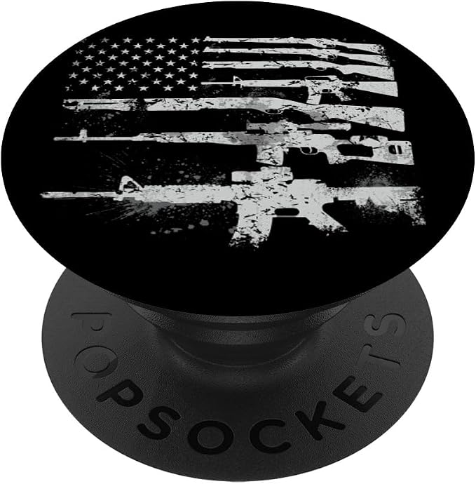 USA Flag Guns Weapons Rifles 2A Amendment PopSockets Adhesive PopGrip