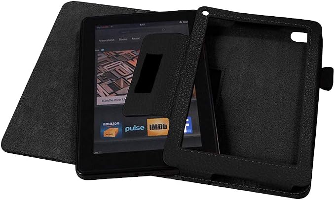 Fintie Folio Case for Kindle Fire 7 1st Gen 2011 Black | Slim Fit PU Leather Foldable Viewing Stand Cover with Stylus Holder and Magnetic Closure
