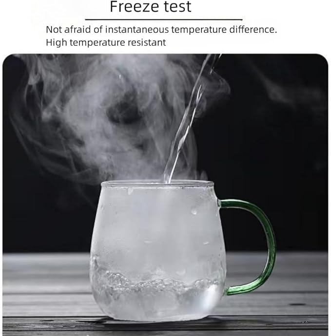 Clear Borosilicate Glass Coffee Mug with White Jade-Like Handle, 450ml/16oz – Durable Glass Mug for Coffee, Tea, Beer, and Hot Beverages, Ideal Gift