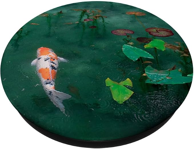 Emerald Green Majestic Zen Water Garden Japanese Koi Fish PopSockets Adhesive PopGrip