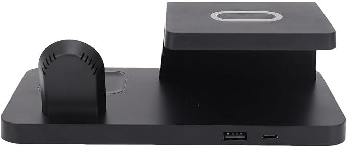 GOWENIC Multifunctional Alarm Clock with Wireless Charger 15W Fast Charging Station for Phone Watch Earbuds Desktop Charger for Home Office Nightstand Charging Dock for Smartphones