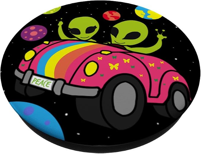 Alien Phone-Grip 70s 80s 90s Driving Car Galaxy Funny Gift PopSockets Adhesive PopGrip