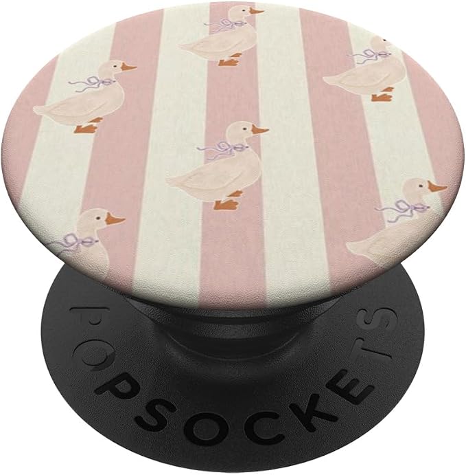 Pink Stripe Duck Pattern PopSockets Adhesive PopGrip