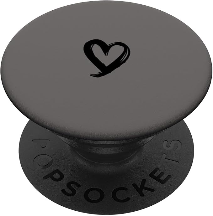 Black Minimalist Heart Gray PopSockets Adhesive PopGrip