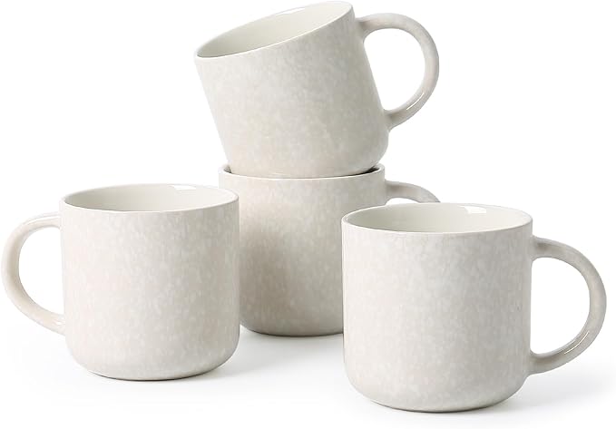 12 OZ Coffee Mugs Set of 4, Modern Ceramic Coffee Mugs Set with handle for Tea/Latte/Cappuccino/Milk/Cocoa.White.