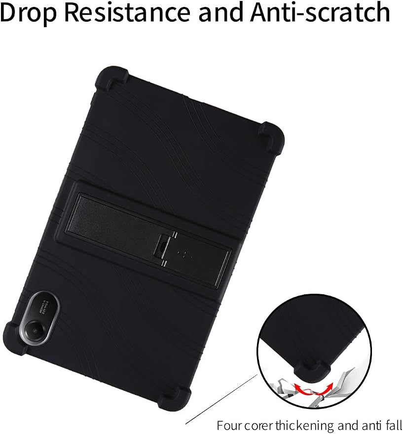 for Xiaomi Redmi Pad 2 Tablet 11 inch Tablet CaseBOVUGAC Soft Silicone Adjustable Stand Shockproof Kids Friendly for Redmi Pad 2 11 Tablet(Black)