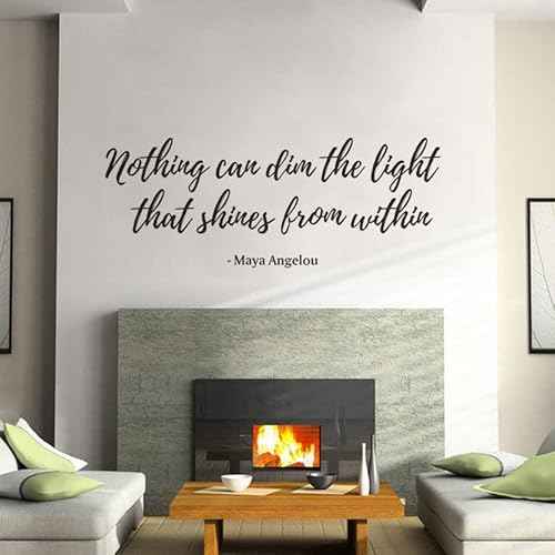 Inspirational Maya Quotes Wall Sticker,Nothing Can Dim The Light That Shines from Within¡¯ Motivation Words Vinyl DIY Removable Wall Decals for Classroom College Home