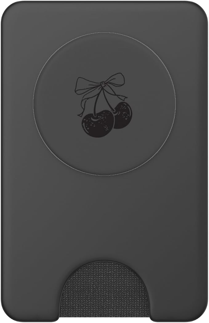 Minimalist Black Cherries with Bow PopSockets PopWallet for MagSafe