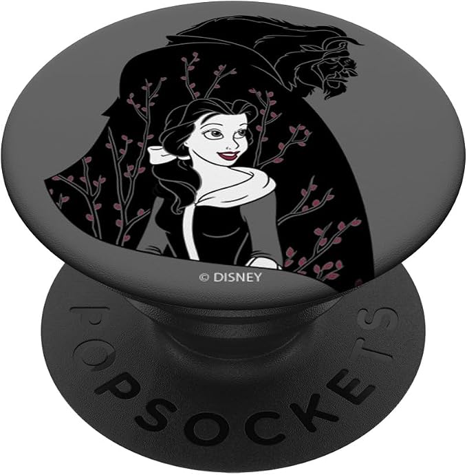 Disney Beauty And The Beast Belle And Beast Floral Portrait PopSockets Standard PopGrip