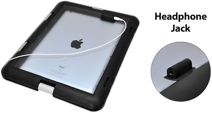 Pyle Universal iPad Waterproof Case Marine Water Resistant IPX8 Outdoor Rugged Heavy Duty Tough Durable Shockproof Dustproof Protective Case with Screen Protector and Headphone Jack (Black)