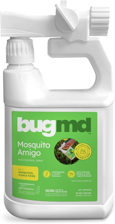 BugMD Mosquito Amigo Ant Killer & Bug Spray - Outdoor Roach, Cockroach, and Spider Killer, Fly and Insect Defense, Natural Plant-Based Formula, Safe with Essential Oils