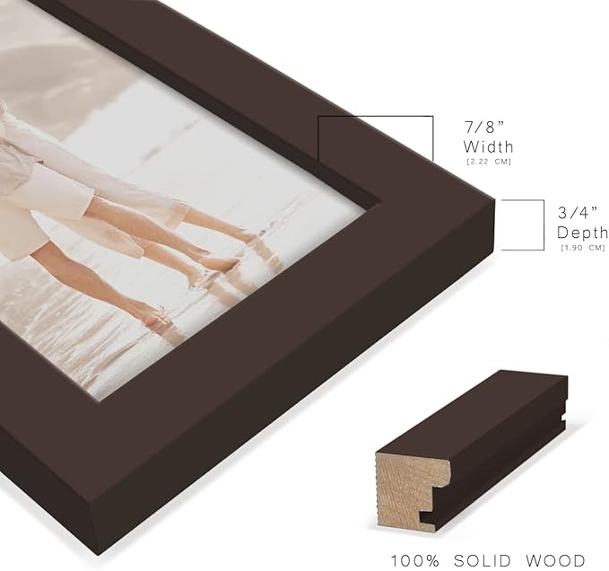 Renditions Gallery 3.5x5 inch Picture Frame High-end Modern Style, Made of Solid Wood and High Definition Glass Ready for Wall and Tabletop Photo Display, Brown Frame