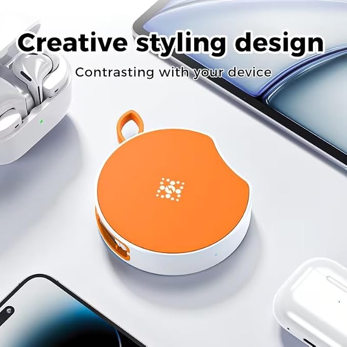 15W Creative Wireless Charger with Hidden Extension Cable for Easy PortabilityOrange