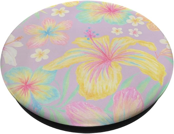 Pastel Hibiscus Floral Pattern PopSockets PopGrip for MagSafe