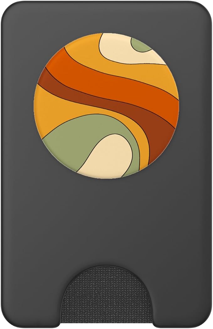 Retro Liquid Swirl Rainbow 70s Aesthetic Boho Burnt Orange PopSockets Adhesive PopGrip