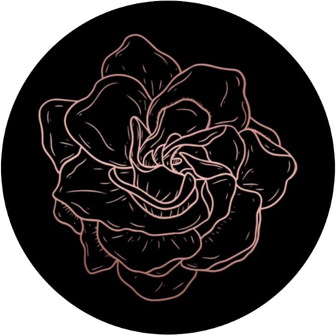 Simple Cute Black Rose Gold Flower Minimalist Aesthetic PopSockets Swappable PopGrip