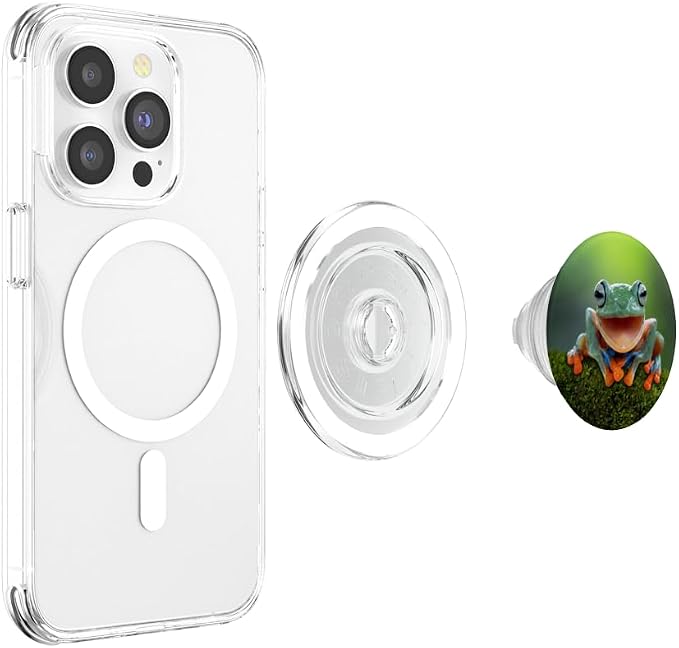 Frog Fun PopSocket: Green Frog Gift PopGrip for Phones &amp Tablets - Swappable Top Adhesive Mount Compatible with Most Cases