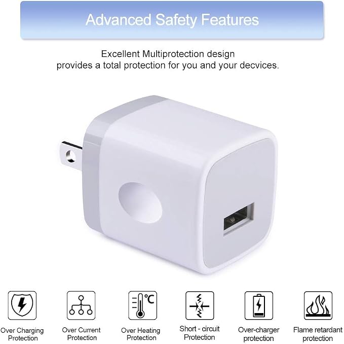 Android Phone Charger Micro Cable4-Pack Wall Plug 1A/5V Power Adapter with 6ft Nylon Braided Fast Charging Micro USB Cord Compatible Samsung Galaxy S7 S6 Edge S4 Note 5 Moto G5 Plus E4 G6 Play HTC