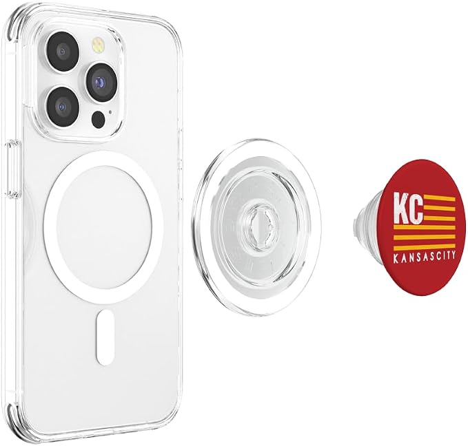 Kansas City Fanatics KC Red &amp Yellow USA Flag PopSocket Phone Grip with Swappable Top for Smartphones with Smooth Hard Plastic Cases